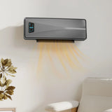 HOMCOM 2000W Wall-Mounted Ceramic Electric Heater with Oscillating Fan, Thermostat and Remote – Timer Room Heater, Grey