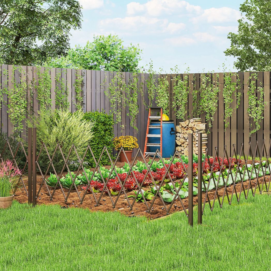 Outsunny Expanding Trellis Fence – Freestanding Foldable Garden Screen Panel, 250 x 103.5cm, Dark Brown