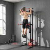 SPORTNOW Power Tower with Lat Pull Down, Pull Up Bar & Dip Station – Adjustable Home Gym Station, 300 kg Capacity