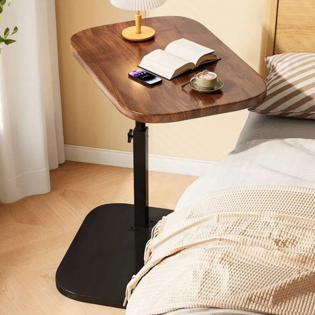 Adjustable C-Shaped Sofa Side Table with Rotating Desktop, 45–80cm – Laptop & Coffee End Table