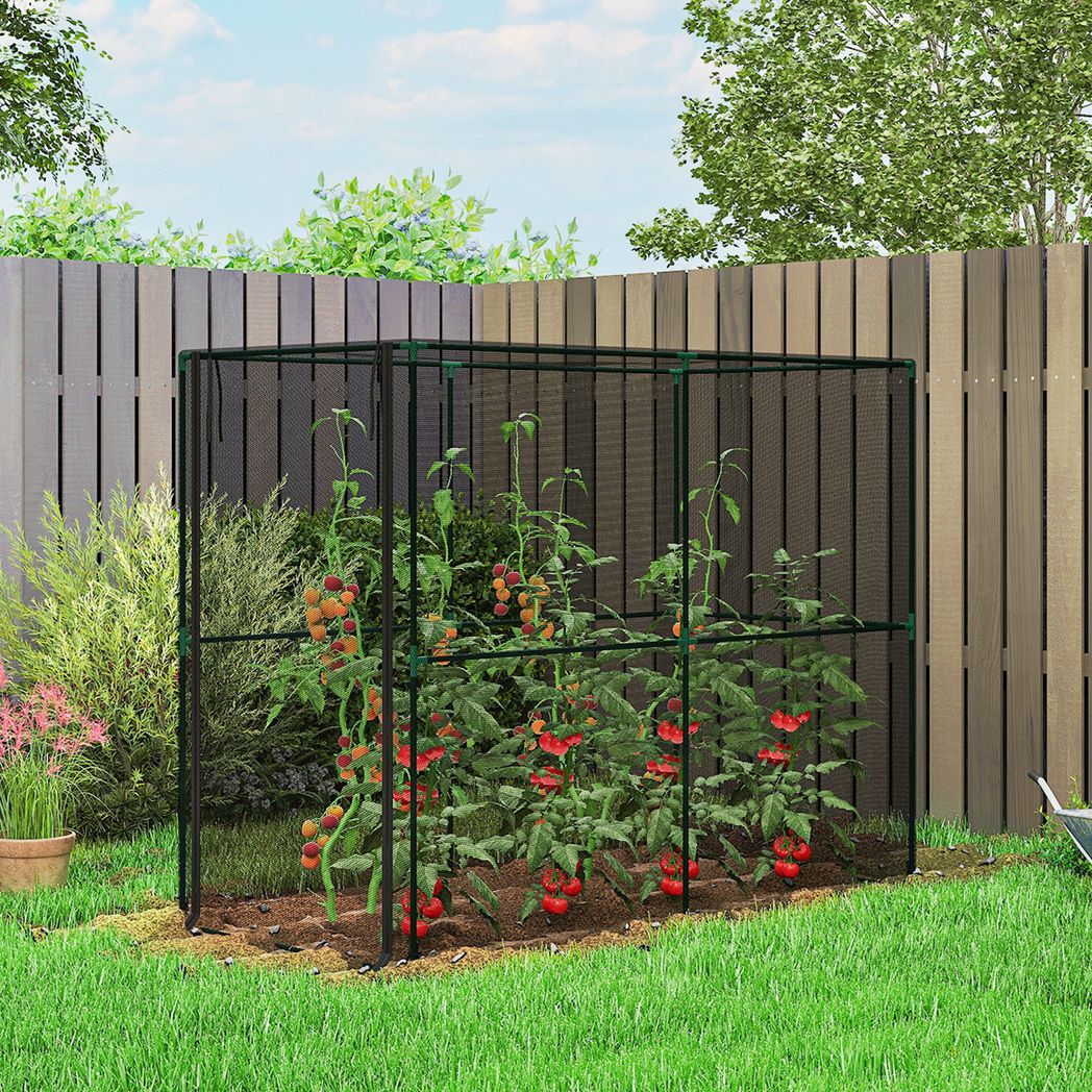 Outsunny Fruit Cage Bird Netting with Zipped Door and HDPE Mesh Cover – Brassica Protection Tent, 2 x 1 x 1.6 m