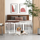 PawHut Freestanding Wooden Dog Gate with Support Feet – 155cm Foldable Three-Panel Barrier, White