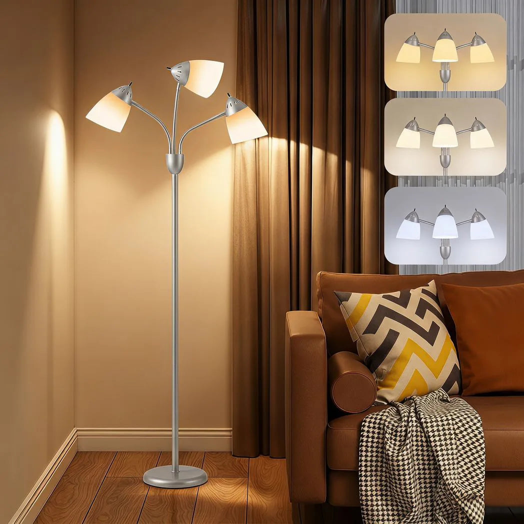 HOMCOM Arc Tree Floor Lamp with 3 Rotating Lights, 3 Colour Temps