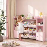 AIYAPLAY Kids Toy Storage Unit with 8 Removable Bins and Bookshelf – Toy Organiser, Pink