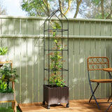 Outsunny Self-Watering Raised Garden Bed with Trellis & Lockable Wheels – 40 x 40 x 182cm, Brown