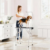PawHut 32" Foldable Dog Grooming Table with Adjustable Arm & Non-Slip Rubber Top – Pet Drying Table, Black