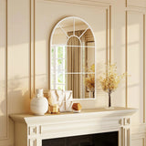 HOMCOM 90 X 61cm Arched Grid Mirror – White