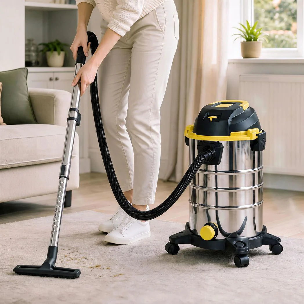 HOMCOM 1400W Wet and Dry Vacuum Cleaner with Blower Mode, 30L Stainless Steel Tank, 5-Layer Filter – Yellow