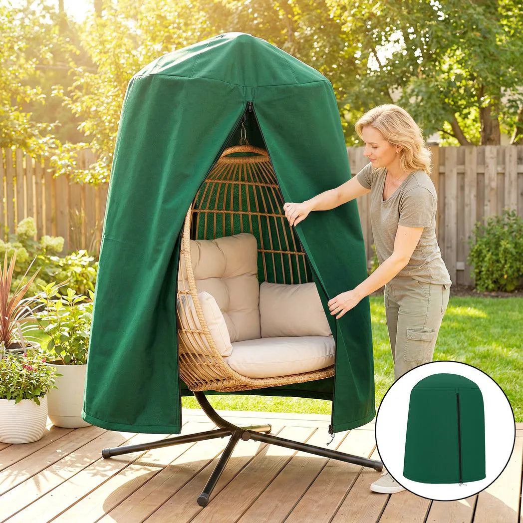 Outsunny Hanging Egg Chair Cover, 190 x 128 cm – Waterproof UV Resistant Oxford Cloth with Zip, Green
