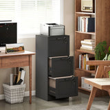 HOMCOM 3-Drawer Filing Cabinet with Lock & Adjustable Hanging Rails – Home Office Storage, Black