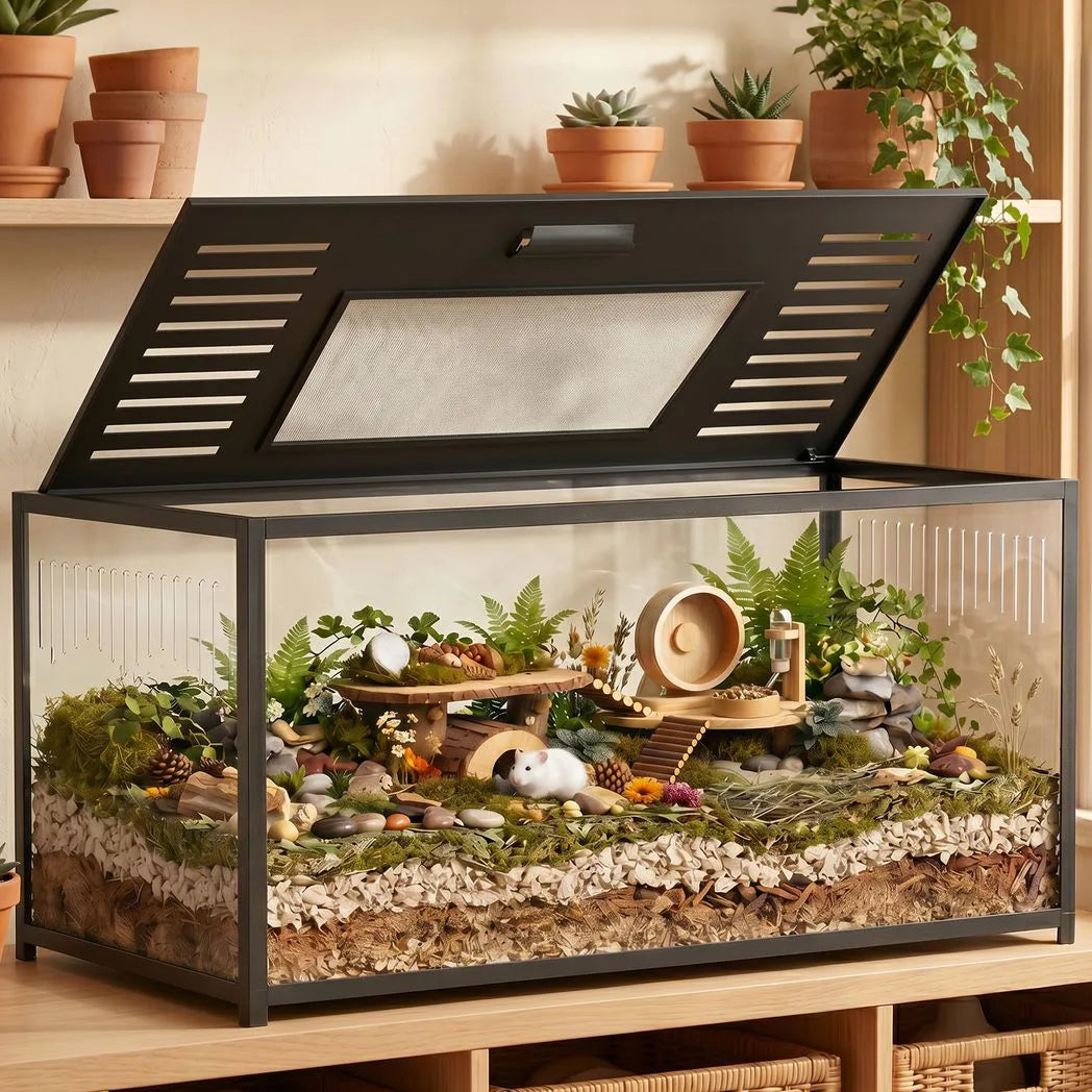 PawHut Large Hamster Cage with Openable Top, Chewproof Metal and Acrylic – For Hamsters and Gerbils, 100 x 50 cm