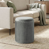 HOMCOM Round Velvet Storage Ottoman with Flip Lid Tray Top, 45 cm Footstool – Living Room, Grey