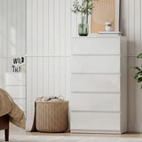 HOMCOM 5-Drawer Chest of Drawers with Handle-Free High Gloss Fronts & Soft-Close – Modern Bedroom Storage Unit