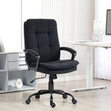 HOMCOM Linen-Look Office Chair with Double-Padded Seat & Back, Height Adjustable Swivel Desk Chair – Black