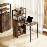 HOMCOM Folding Shelf and Work Table with 4-Tier Shelving and Steel Frame – Space-Saving Home Office Desk