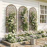 Outsunny Hand-Woven Wicker Garden Trellis Panel with Dome Top for Climbing Plants, 43 x 112 cm, Natural