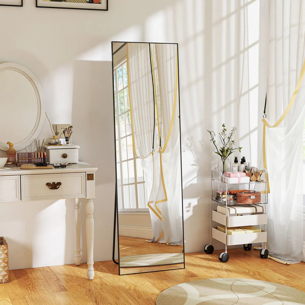 HOMCOM Full Length Mirror, Aluminium Alloy Framed Full Body Mirror with Tempered Glass