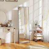 HOMCOM Full Length Mirror, Aluminium Alloy Framed Full Body Mirror with Tempered Glass