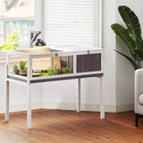 PawHut Wooden Tortoise House with Dual-Zone Habitat and Clear Panels – Vivarium for Small Pets, Grey