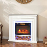 HOMCOM 1800W Electric Fireplace with Multicolour LED Flame Effect, Thermostat & Timer – Remote Control, White