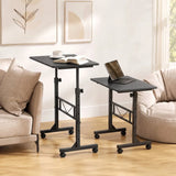 HOMCOM Overbed Table with Height Adjustment and Wheels, 80 x 40 cm – Sofa Side Table and Laptop Desk, Black