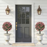 HOMCOM Artificial Rose Topiary UV Resistant, 2-Pack Fake Plants, 55 cm, Pink