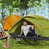 Outsunny 67cm Wide Folding Camping Bed with Mattress, Storage Pocket and Carry Bag, 150kg Max Load – Black