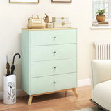 HOMCOM 4 Drawer Chest of Drawers with Black Handles – Bedroom and Living Room Storage, Light Green and Oak