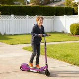 HOMCOM Foldable Electric Kids Scooter with Dual 12V Batteries, Adjustable Handlebar – Ride-On for Ages 7-14, Purple