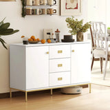 HOMCOM Modern White and Gold Sideboard with 2 Cupboards and 3 Drawers – Dining Room, Kitchen Storage Cabinet