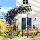 Outsunny 2.17m Steel Garden Arch with Gate – Wedding Arch Plant Support, 107 x 45 x 217cm, Black