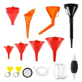 10 Piece Fuel & Oil Funnel Set – Flexible Spouts, Filters & Manual Transfer Pump