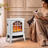 HOMCOM Freestanding Electric Fireplace with 3D LED Flame, 1000W/2000W Log Burner and Dual Safety, White