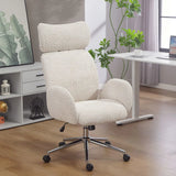 HOMCOM Boucle Office Chair with Adjustable Headrest and Spring Pack – Ergonomic High Back Chair, Pale Grey