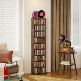 HOMCOM Narrow CD Storage Tower for 260 CDs or 120 DVDs with Adjustable Shelves – Rustic Brown