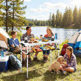 Outsunny 3ft Folding Camping Table with Mesh Storage Layer & Carry Bag – Portable Picnic Table, Cream White