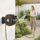Outsunny 28m Retractable Wall-Mounted Hose Reel – Auto Lock, Slow Return, 12-Pattern Nozzles