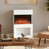 HOMCOM 19" Electric Fireplace with Mantel, 3D Flame Effect, Remote and Timer – 1000W/2000W, White