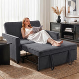 HOMCOM 2 Seater Sofa Bed, 3-in-1 Convertible Pull Out Sleeper with Click-Clack Backrest – Guest Bed, Dark Grey
