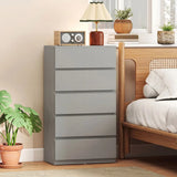 HOMCOM 5-Drawer Chest of Drawers with Soft-Close Hinges and Handle-Free Design – Modern Bedroom Storage Unit