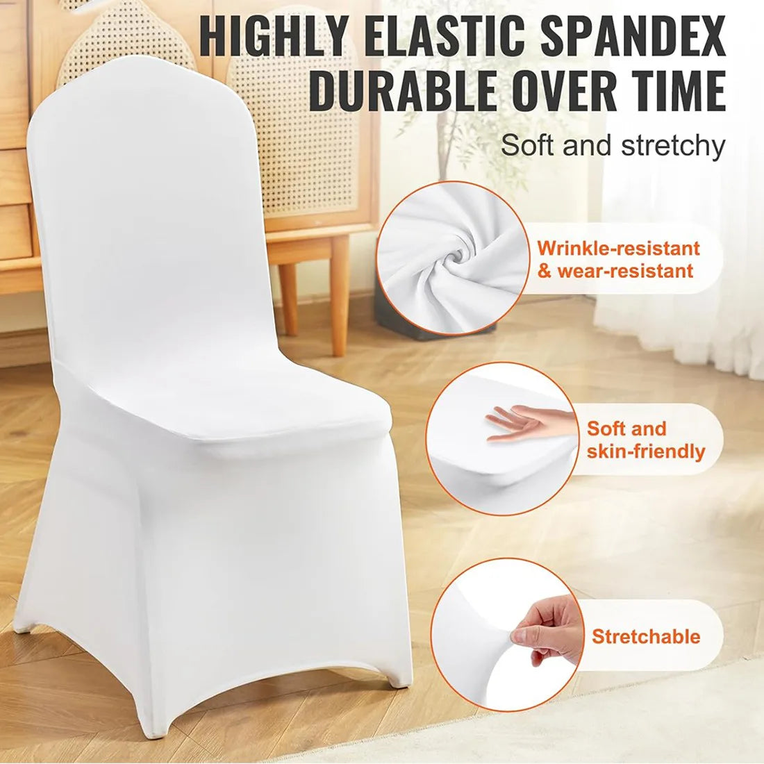 50-Pack White Stretch Spandex Folding Chair Covers – Weddings, Banquets and Parties