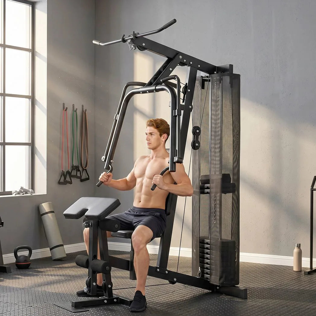 SPORTNOW Multi Gym with 45kg Weight Stack, Adjustable Seat & Backrest – All-in-One Home Gym Machine