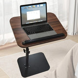 C-Shaped Adjustable Sofa Side Table with Tilting Flip Top, 45–80cm Height – Laptop & Coffee Table, Walnut