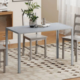 HOMCOM 120cm Dining Table with Tempered Glass Top and Powder-Coated Steel Legs – 4 Seater Kitchen Table, Grey