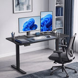 HOMCOM Electric Standing Desk with Memory Control, LED Display & 2 Cable Holes – Sit Stand Desk, Black