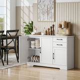 HOMCOM Sideboard with 2 Drawers, 3 Soft-Close Doors and Adjustable Shelf – Kitchen Storage Cabinet, White
