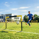 SPORTNOW Set of 2 Pop Up Football Goals with Carry Bag & 8 Ground Stakes – Portable Folding Garden Football Nets