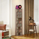 HOMCOM Narrow CD Storage Unit for 260 CDs or 120 DVDs – Tall Media Tower with Anti-Tip Straps, Natural Wood