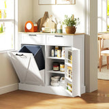 HOMCOM Farmhouse Kitchen Sideboard with Tilt-Out Rubbish Bin, 2 Drawers and Adjustable Shelves, White