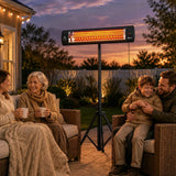 Outsunny 2500W Electric Infrared Patio Heater with Tripod, 3 Heat Settings & 24H Timer – IP65 Outdoor Garden Heater, Black